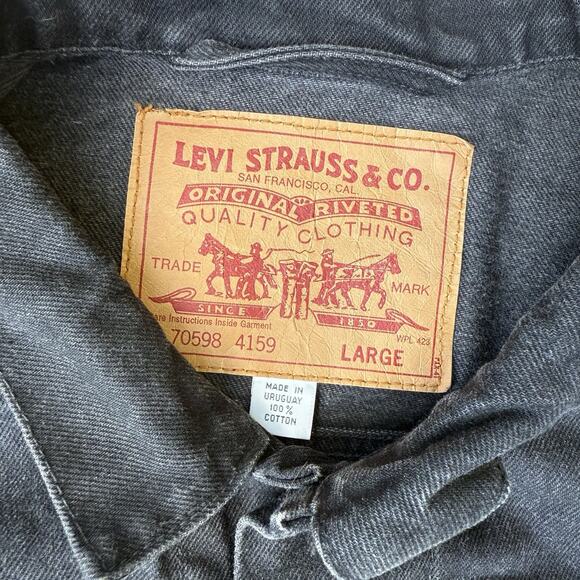 Vintage Levi’s 70598-4159 Black Type 3 Denim Jean Jacket Large RARE Big Patch - Picture 5 of 7